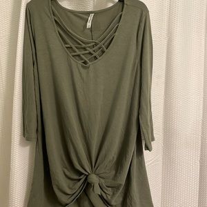 Olive cross cross chest top